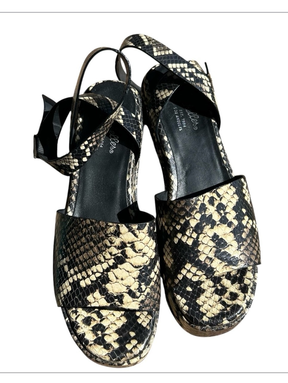 NEW Seychelles Calming Influence Snake-Print Platform Sandals Size 6.5M
